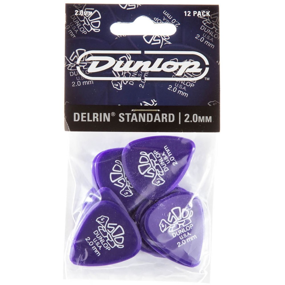 Dunlop 41P2.0 Delrin Standard Guitar Picks, 2.0mm, 12-Pack