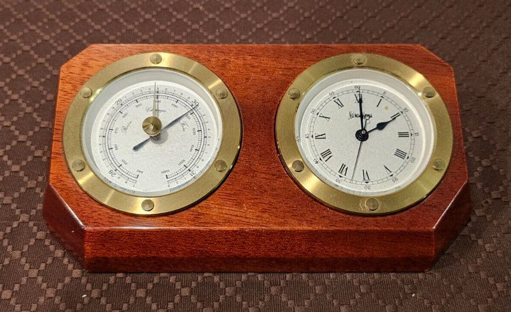 Neiman  Marcus Desk Clock And Barometer AS-IS
