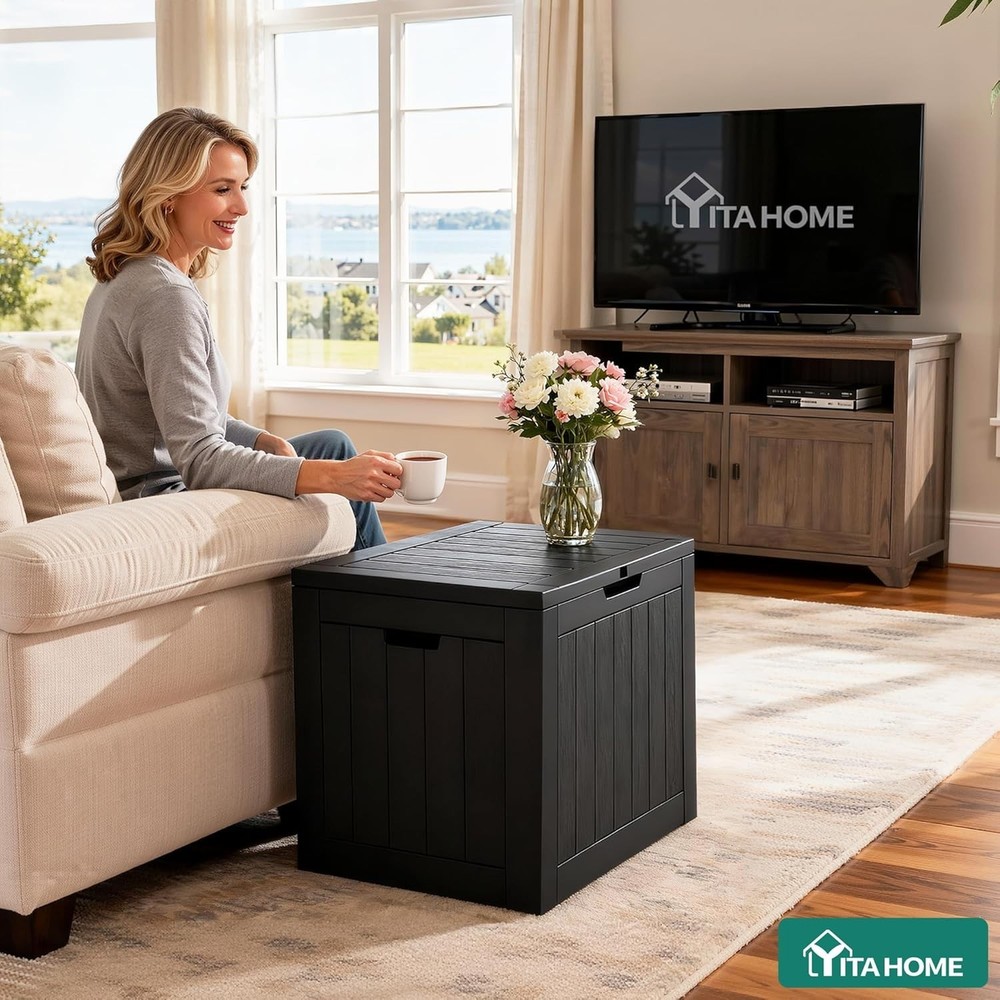 Stylish Black 30-Gallon Deck Box: Waterproof, Weatherproof, Versatile Storage