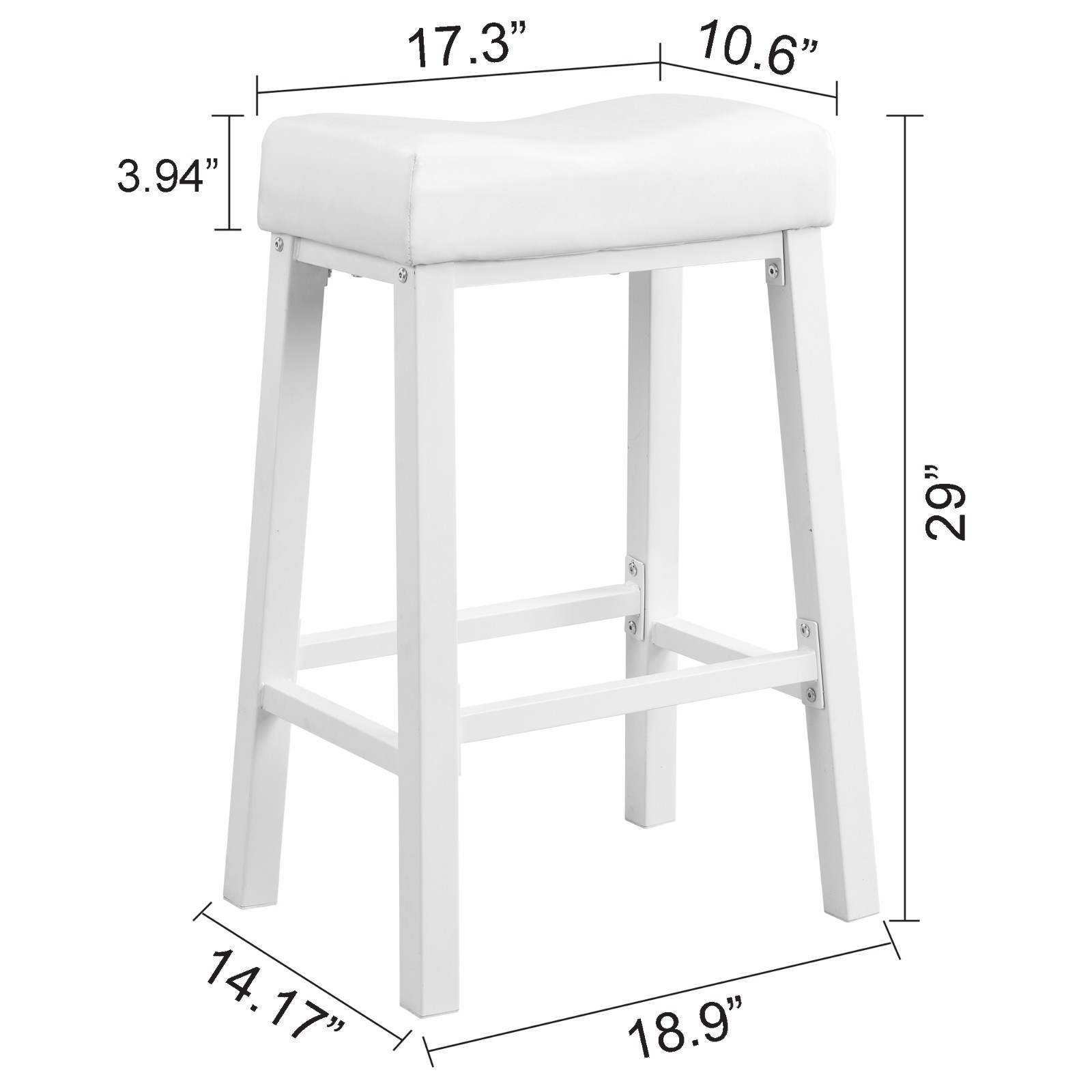 eHemco Heavy-Duty Faux Leather Saddle Seat Kitchen Barstool, 29" (Collectible)