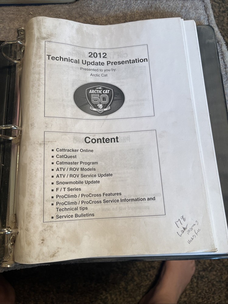 2012 ARCTIC CAT SERVICE UPDATE MANUAL 2012,FALL 2011, USED, M-2-3