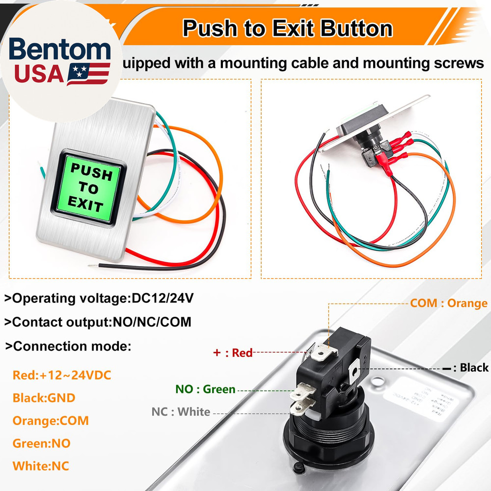 Push to Exit Button,Indoor Green Square Request to Exit Button,Stainless Steel E