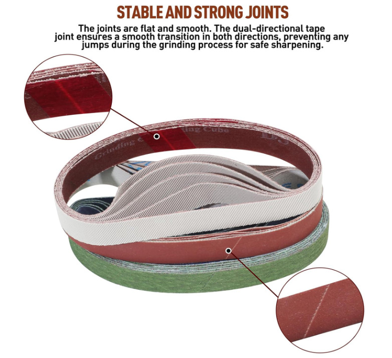 Kit 45 bandas abrasivas 3/4x12 para afilar cuchillos con múltiples granos