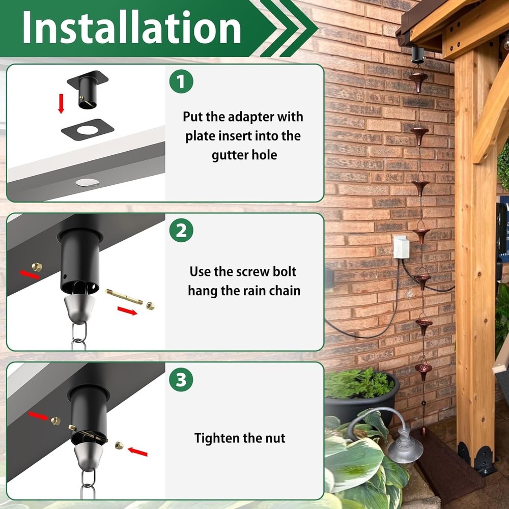 Durable Black Rain Chain Gutter Adapter - 2 Pack for Elegant Outdoor Decor