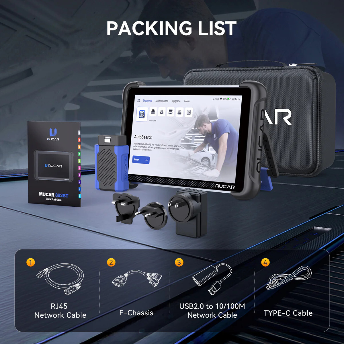 MUCAR 892BT Car Bidirectional Scanner Auto All System Diagnostic Tool Key Coding