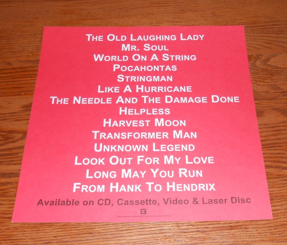 Neil Young Unplugged Poster 2-Sided Flat Square 1993 Promo 12x12