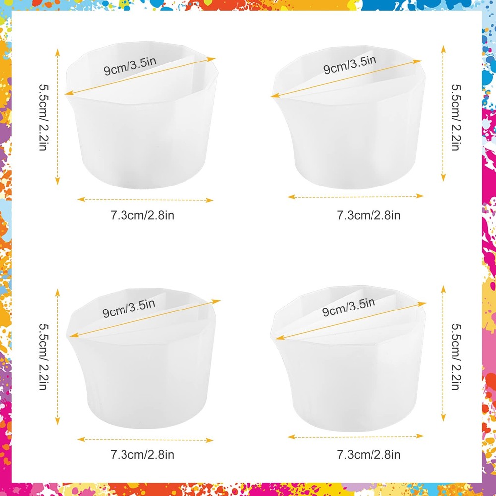 4 Pcs Split Cups for Paint Pouring, Silicone Split Cup Fluid Art Split Cup Re...