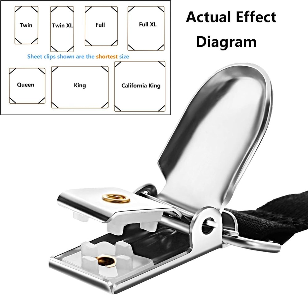 10 pcs White Adjustable Bed Sheet Straps,Bed Sheet Clips, Elastic Bed Fitted She