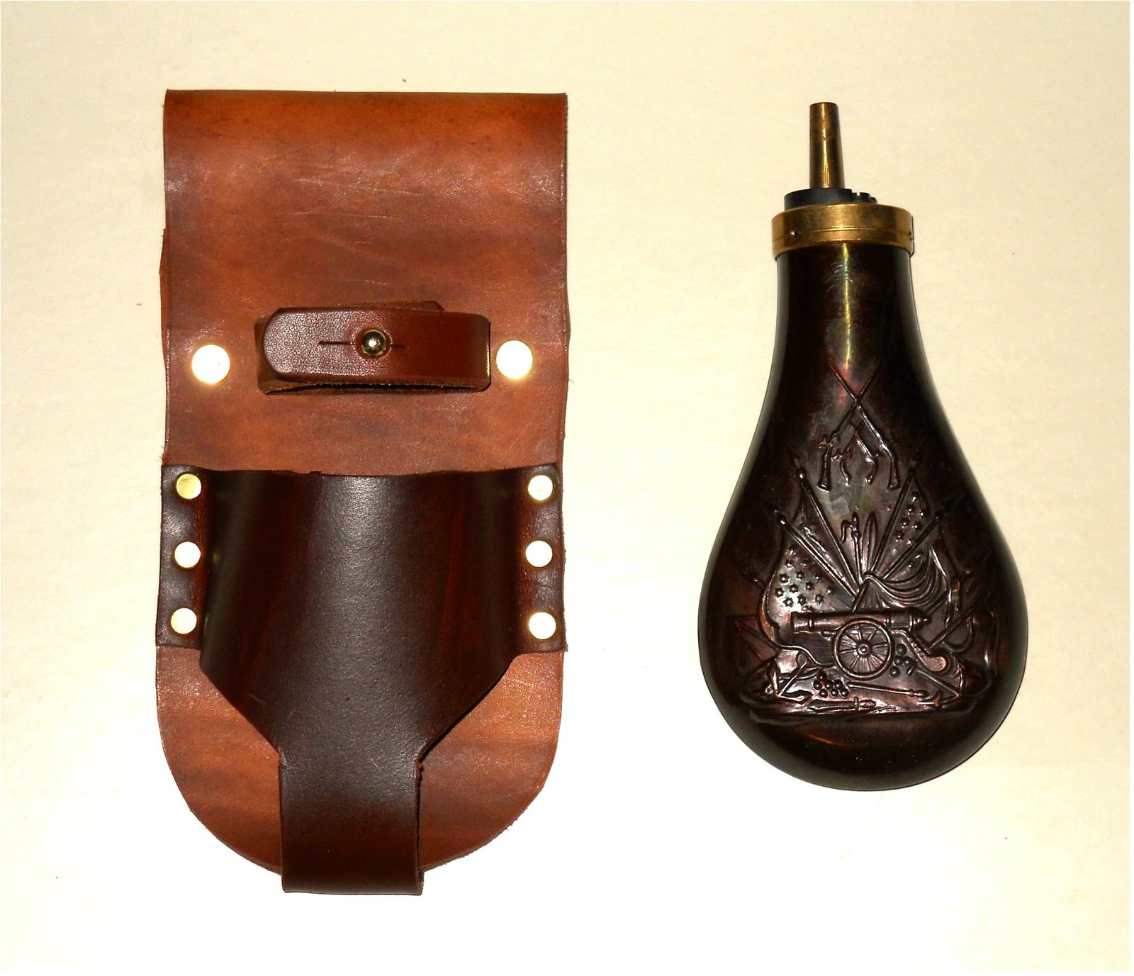 Black Powder Leather Flask Belt Holder (BP) - BROWN USA Maker