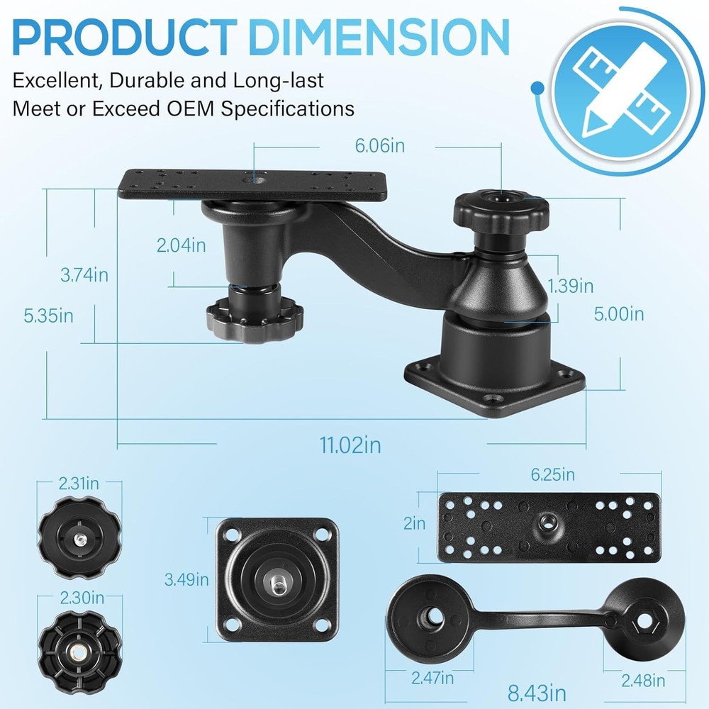 for RAM-109HU Horizontal 6" Swing Arm Mount for Fishfinders & Chartplotters