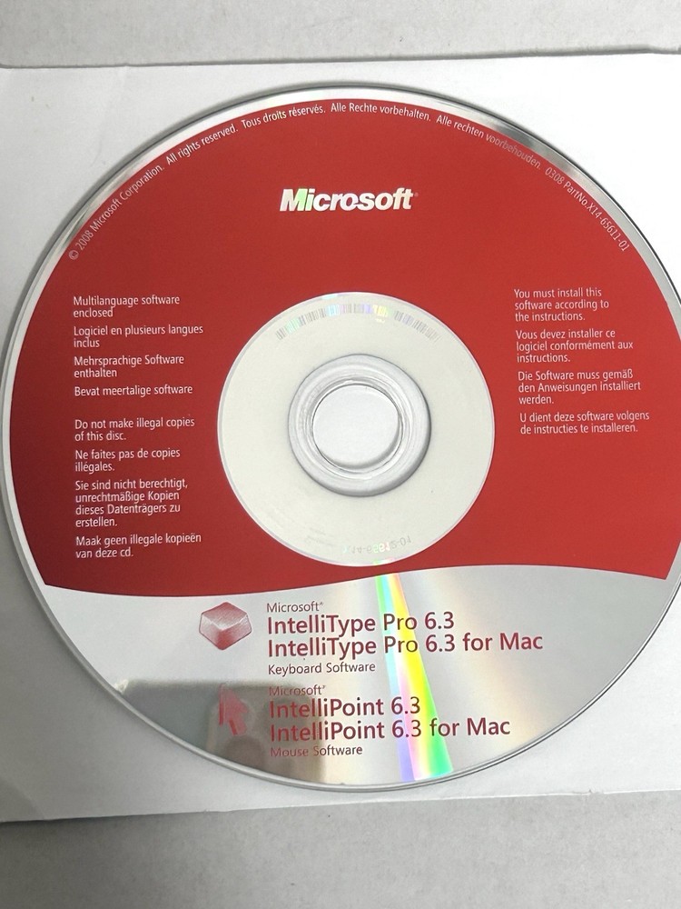 Microsoft IntelliPoint IntelliType Pro 6.3 Software Windows / Mac CD-ROM (2008)