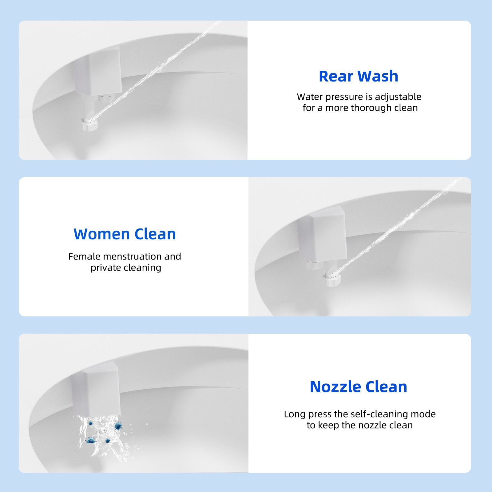 Bidet Fresh Water Spray Kit Non Electric Toilet Seat Attachment with Dual Nozzle