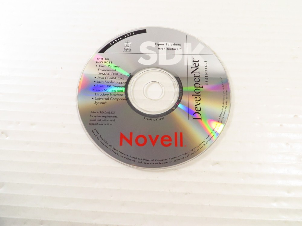 Novell DeveloperNet Essentials 1998 CD Disc: Java-Runtime, Java Corba ORB, More