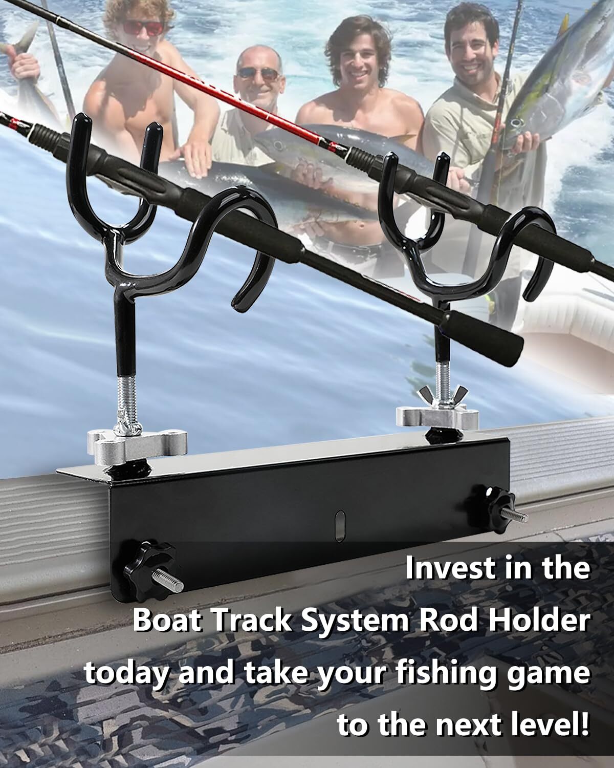 Boat Track System Rod Holder with Power Lock and Track Adapter