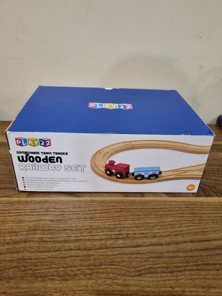 Fun 52-Piece Wooden Railway Train Tracks Set Combinable Train Tracks