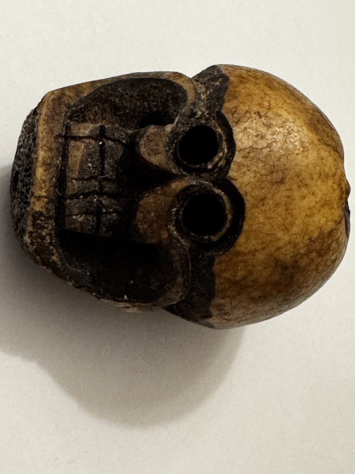 Oddity Hand Carved Tibetan Style Skull Bead Pendant Amulet Charm 2.5”