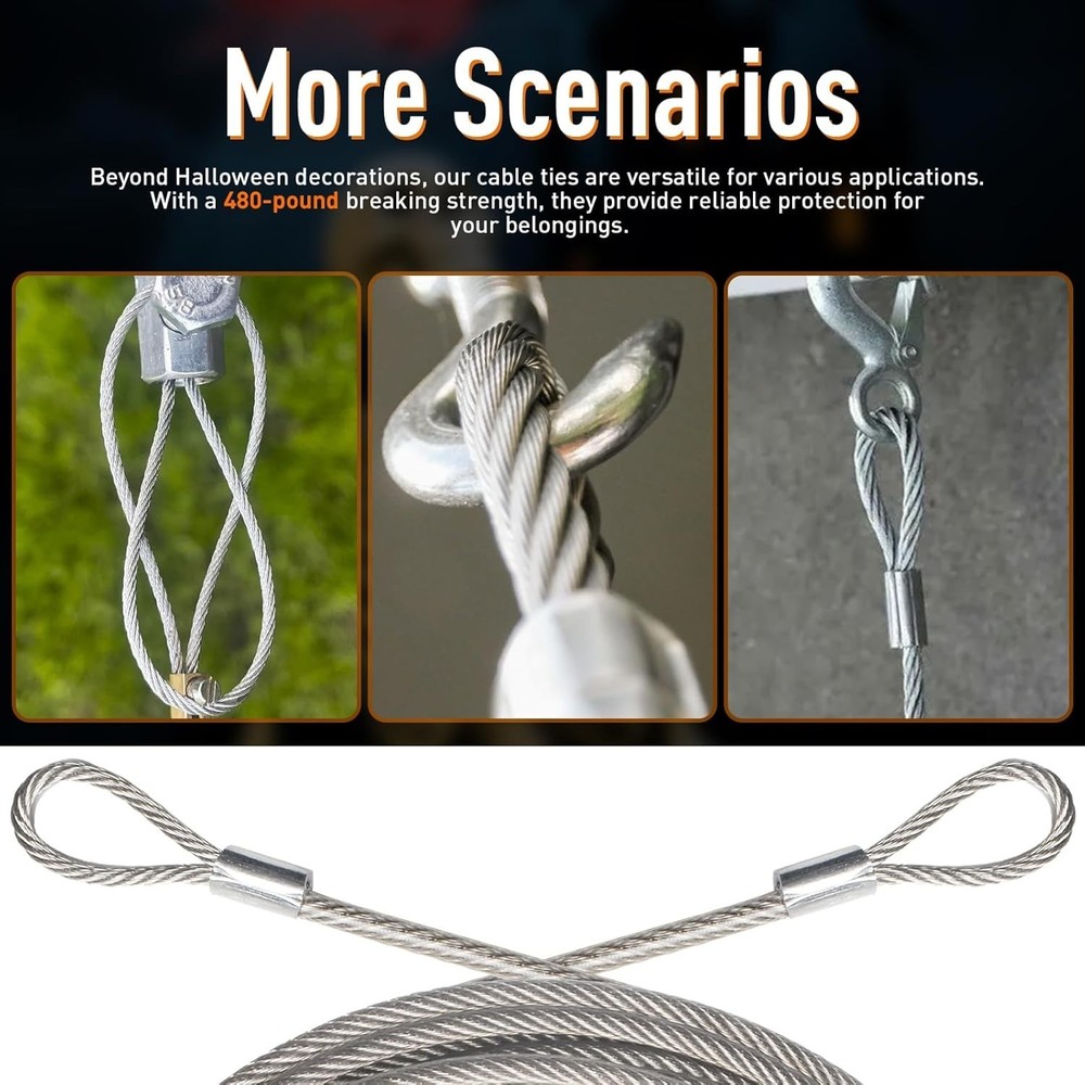12 ft Skeleton Replacement Guy Wire Part, Tether Cable Guy Wire for 12 Foot S...