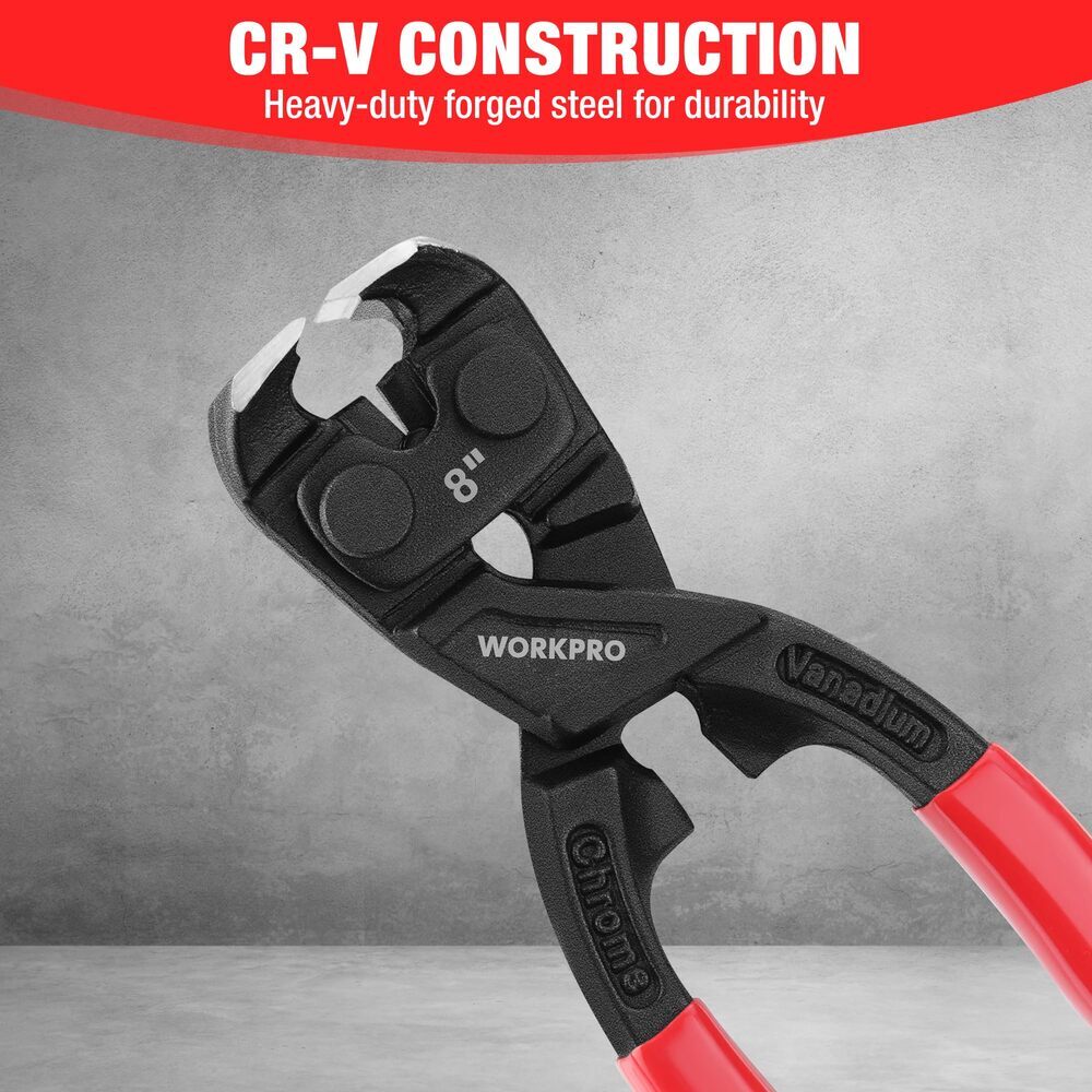 WORKPRO 8 Inch Nail Puller Pliers w/Gripping Jaw High Leverage End Cutting Plier