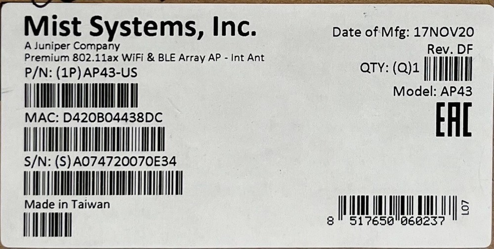 NEW-Mist Systems AP41 Internal Antenna Wireless Access Point AP41-US