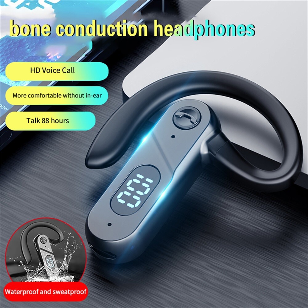 Bluetooth 5.2 Earphone Headset Stereo Earhook w/ Mic for IOS Android Cell Phones