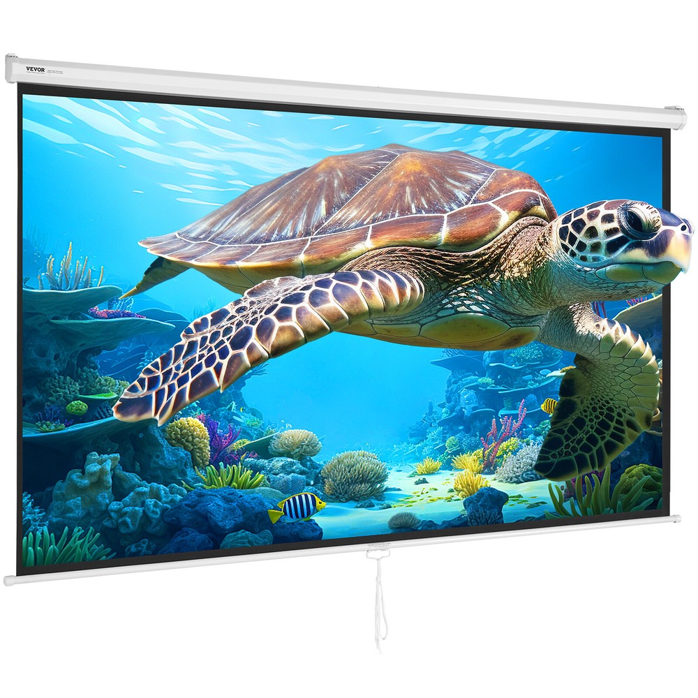 VEVOR Manual Pull Down Projector Screen 100 inch 16:9 4K 1080 HD Retractable