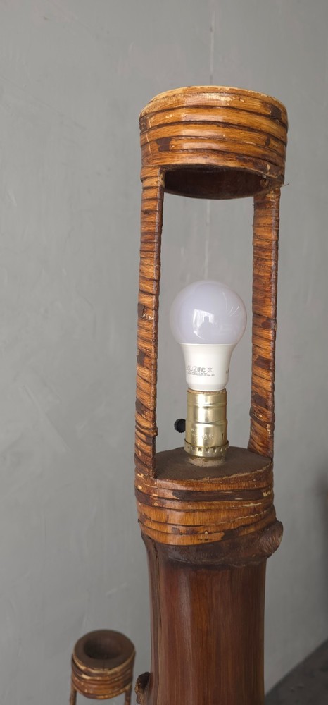 1950s Large Scale Bamboo Floor Lamp