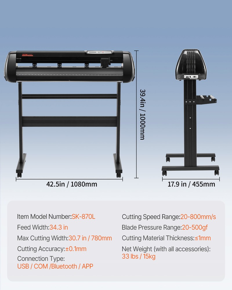 VEVOR Vinyl Cutter Machine Cutting Plotter 34in Bluetooth SignMaster Kit Bundle