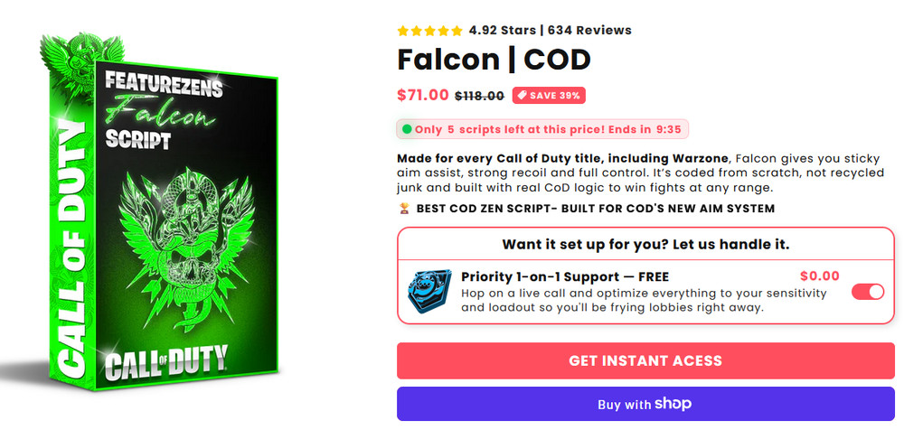 Falcon V1,V2,V3,V4 Cronus Zen Scripts for COD/BO7/WZ (FEATUREZENS & PANDA)