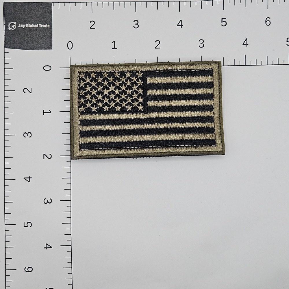 Tactical American Flag Patch Subdued Tan Black Hook and Loop Military Patch