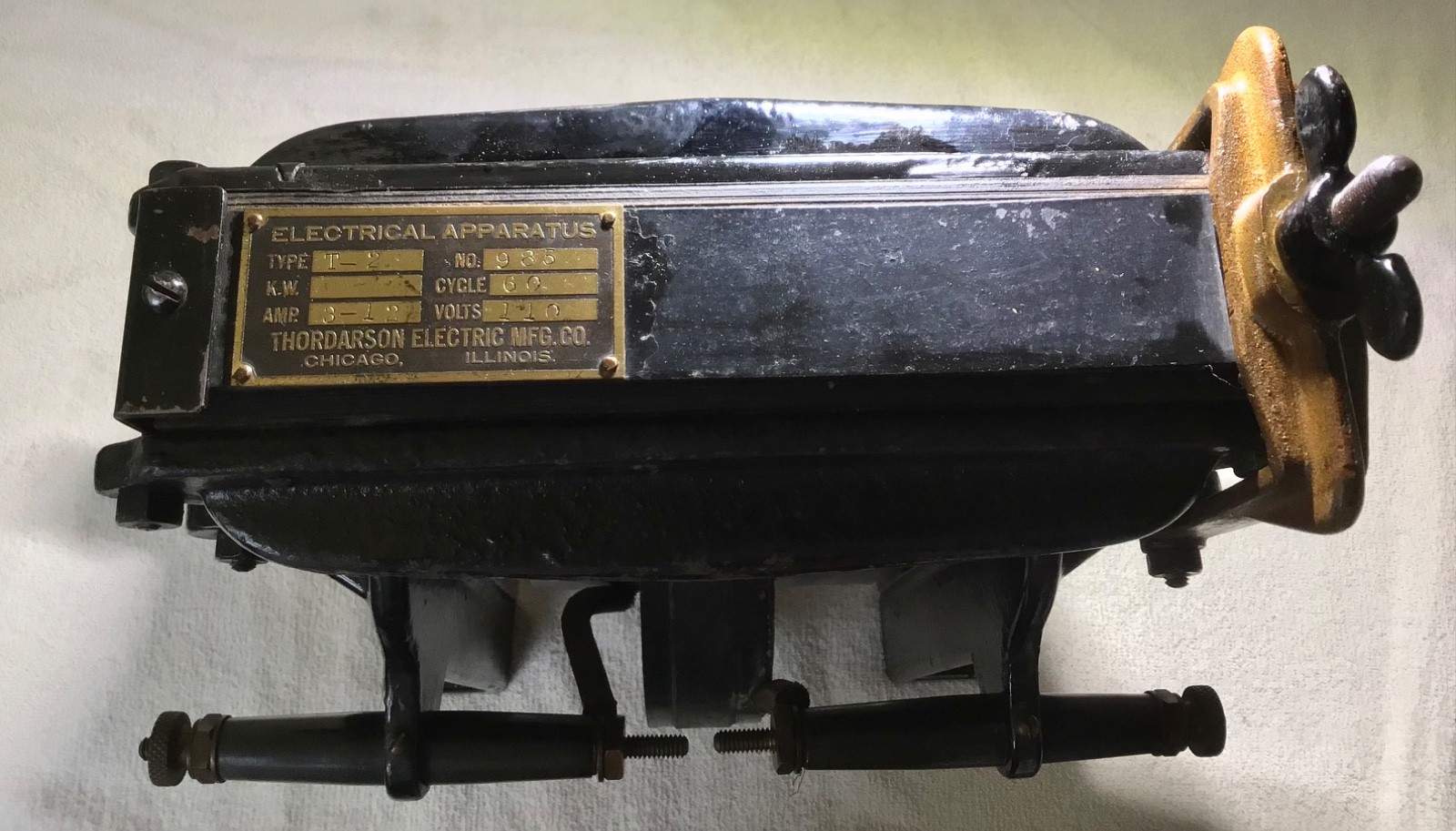 RARE 62 LB antique 1910's THORDARSON type T-2 old Spark-Gap WIRELESS TRANSFORMER