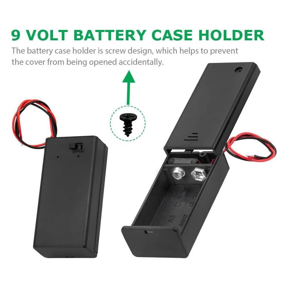 7 Pack 9V Battery Holder Case with ON/Off Switch for Students Experiments