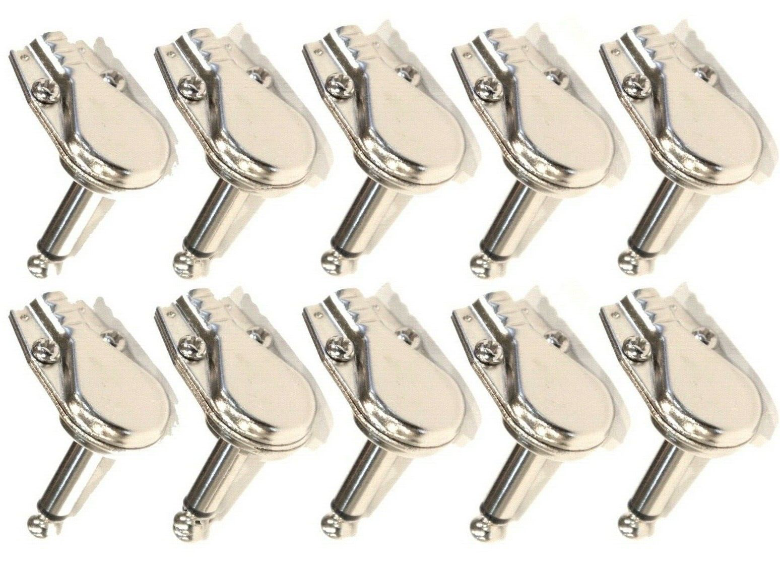 Pancake 1/4" inch 6.3mm right angle 90 degree mono male jack plugs (10) Pack