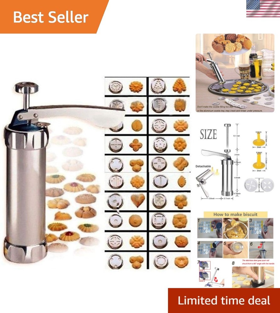 Elegant DIY Cookie Maker Kit with 20 Discs & 4 Tips - Bake & Decorate Cookies