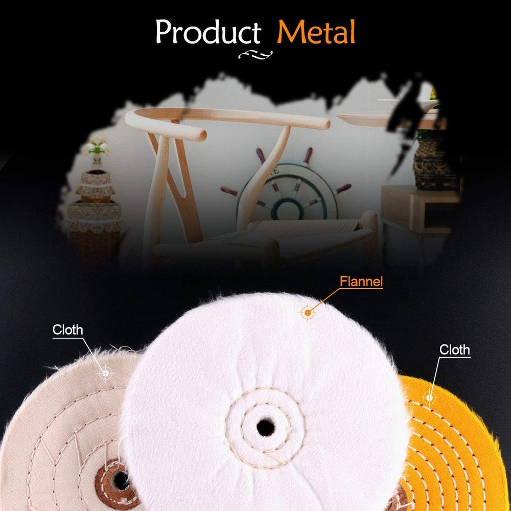 Rustark 6 Piece Polishing Compounds Kit with 3 Assorted Buffing Wheels Including