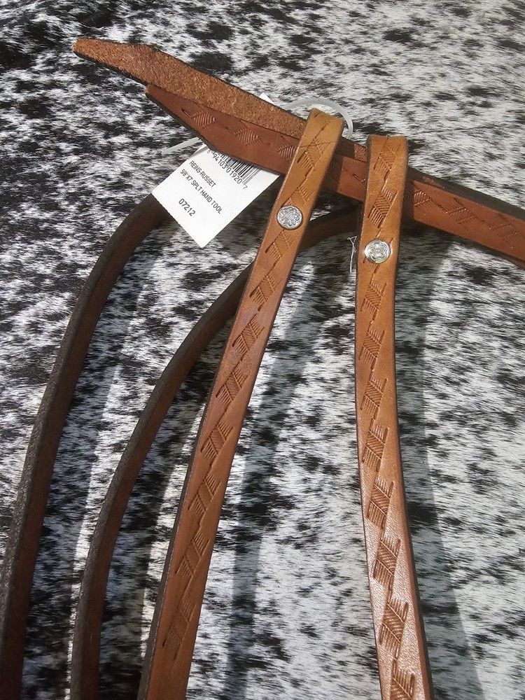 Hand Tooled Leather Split Reins