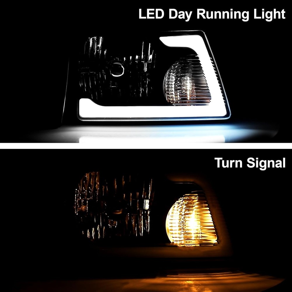 Black LED Headlight Ford Ranger 2001-2011 DRL