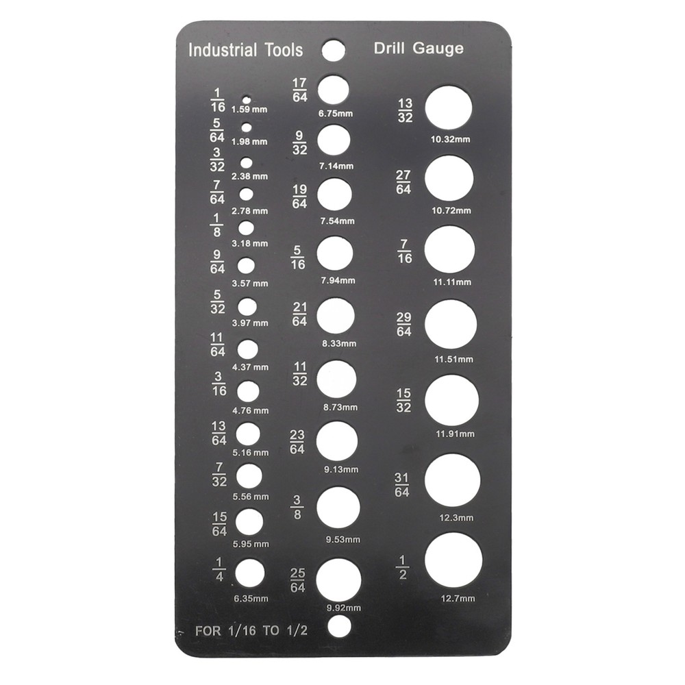 Compact Metric Size Drill Bit Measuring Tool with Dual Sided Functionality
