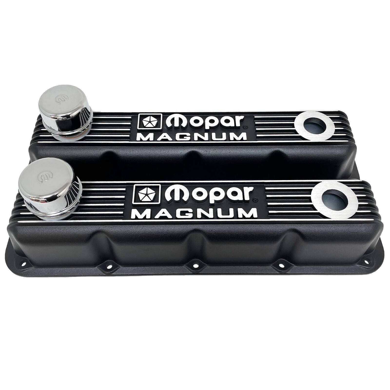 NOS Mopar MAGNUM Black Finned Valve Cover Set,  5.2L / 5.9L V8