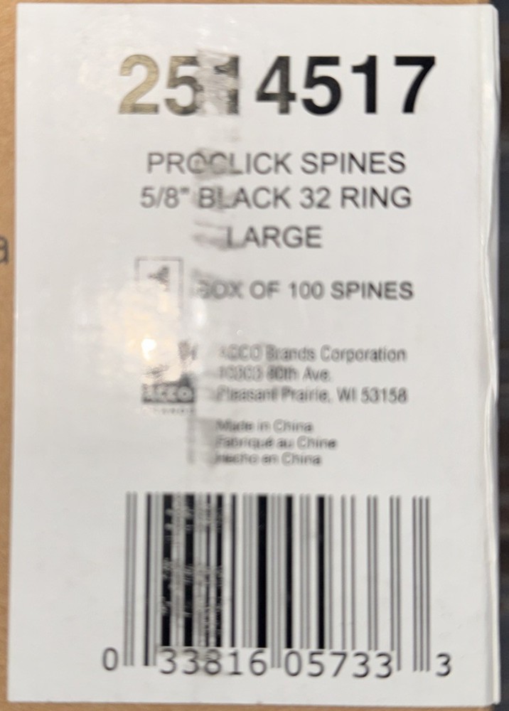99 Pack Black Proclick Binding Spines 110 Sheet Capacity No Machine Needed
