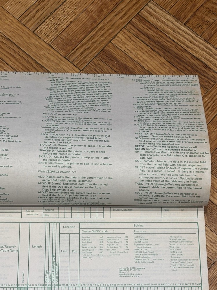 Vintage IBM 5280 Data Description Specification Sheets - UNUSED BOOK