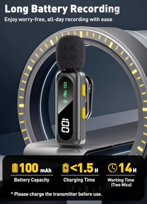 Wireless Microphone for iPhone, All iPhones & Androids (USB-C + Lightning)