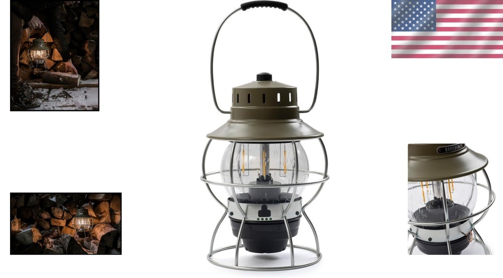Vintage LED Camping Lantern - Olive Drab