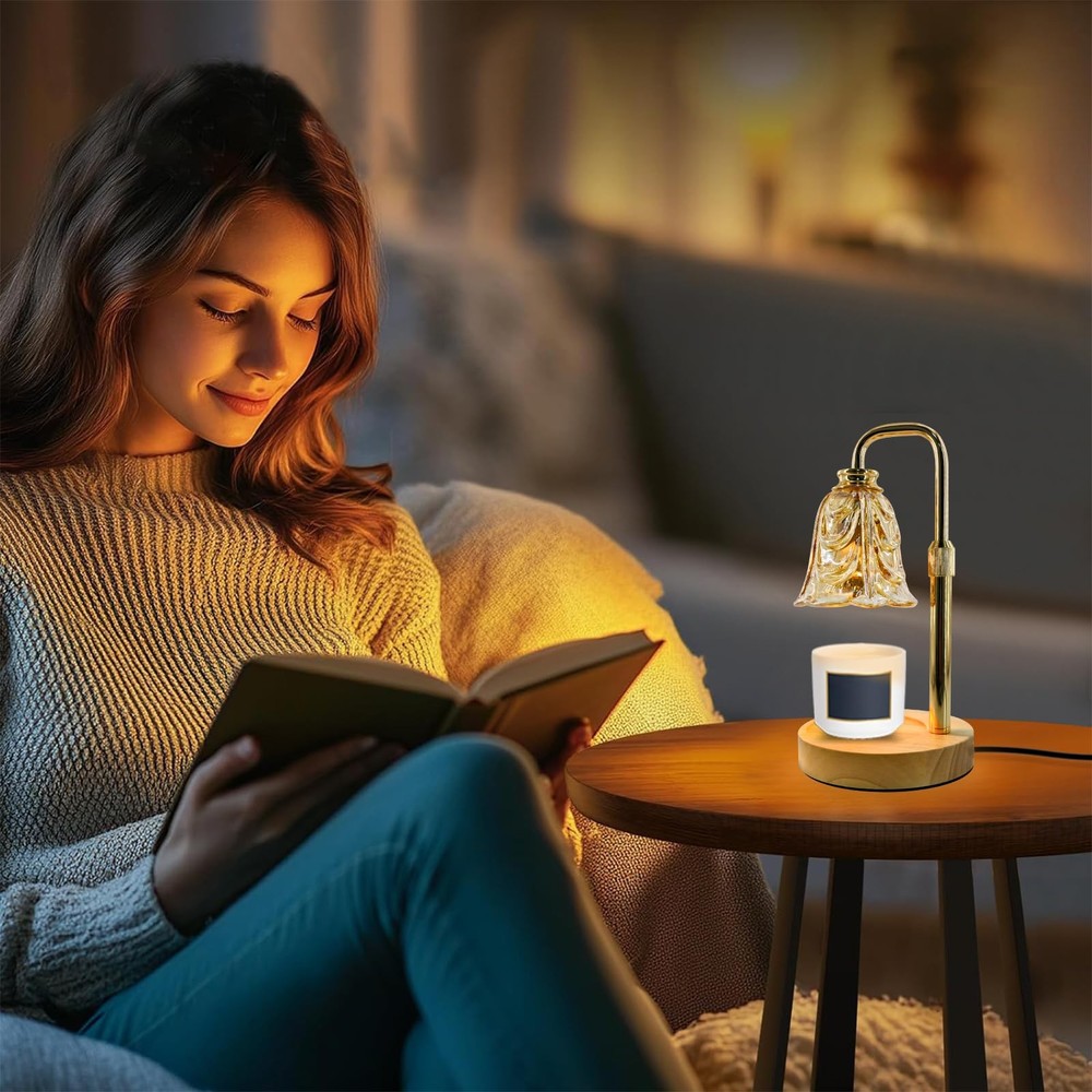 Candle Warmer Lamp with Timer & Dimmer, Adjustable Height Flower Candle Warme...