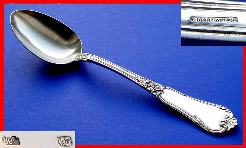 Large Solid Spoon, WOLLENWEBER, 800 Silver A332