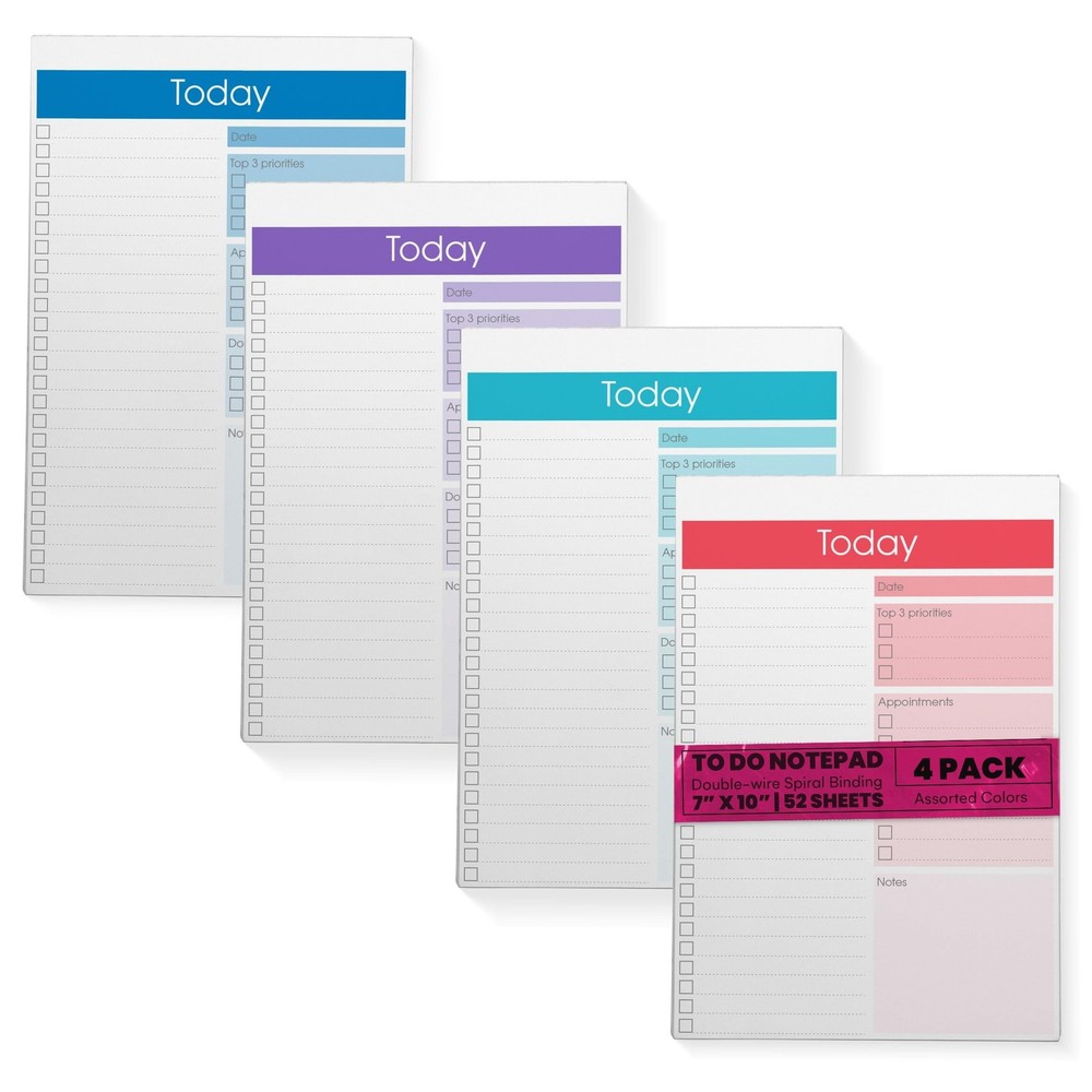 Better Office Products To Do List Notepad, 7" x 10" Today Note Pad, 52 Sheets...