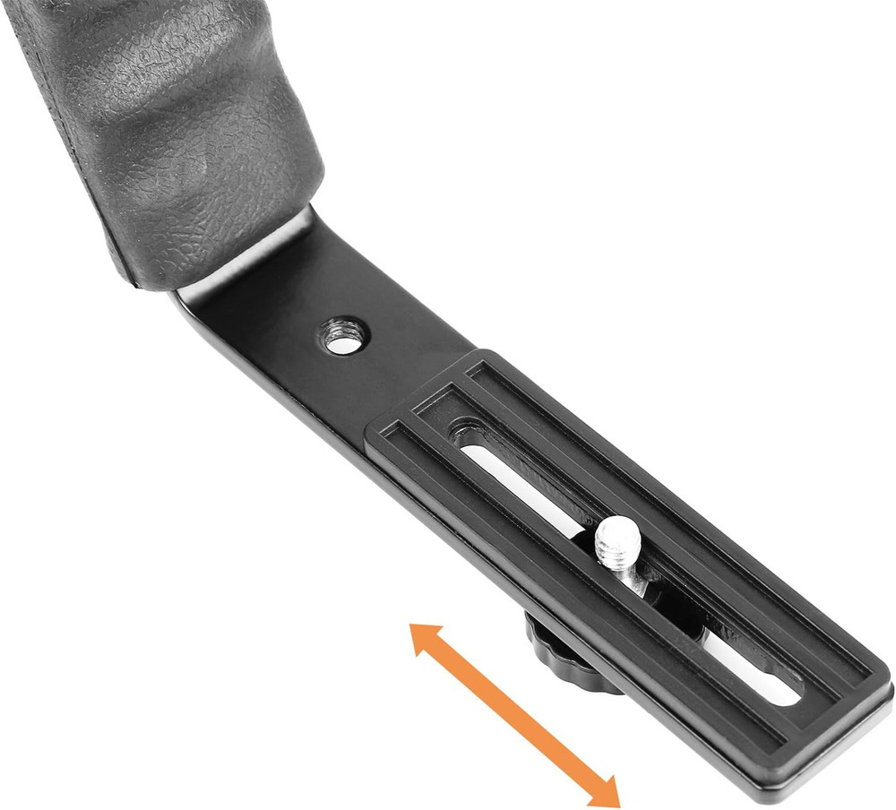 Camera L Bracket Mount Video Grip L-Bracket with Dual Flash Cold Shoe Mount 1/4'