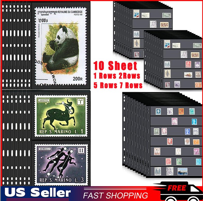 10 Sheet 7 Rows Stamp Pages for Stamp Album Binder Pages for Stamp Collectors