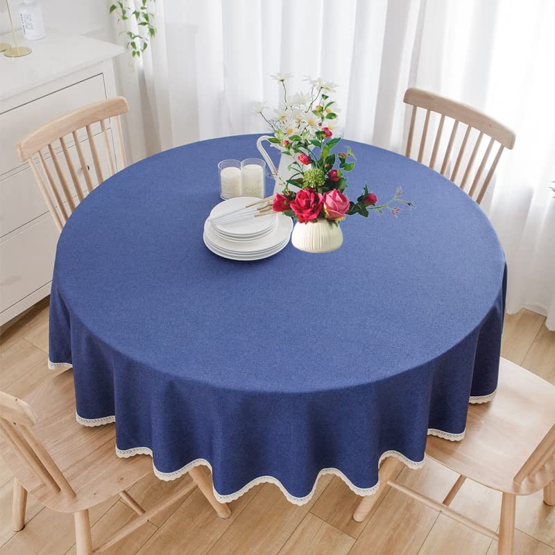 Tablecloth - 55" Inch Round Tablecloth for Circular Table 55" (Round) Navy Blue