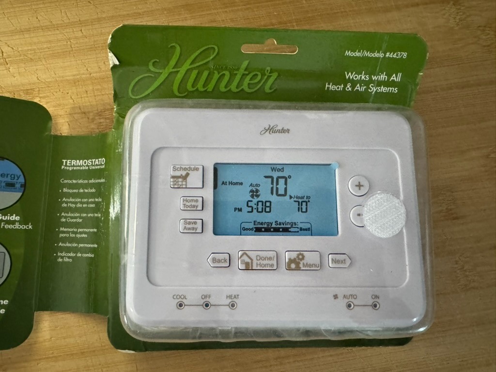 Hunter Home Comfort 44378 Digital 7 Day Programmable Thermostat White ProgramNEW