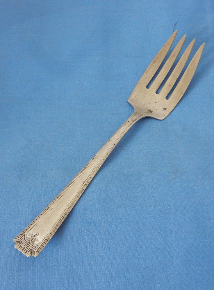 National Silver Silverplate Doric 8" Cold Meat Serving Fork